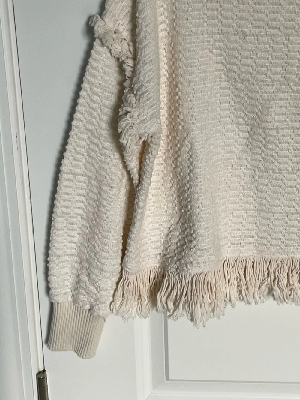 ZARA Women's Cream Fringe Turtleneck Sweater Size XS 54447